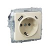 Розетка BRITE РЮш11-1-БрКр 16А с USB A+C 18Вт с заземл. защ. шторки механизм беж. IEK BR-R14-16-U22-