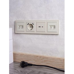 Розетка BRITE USB A+C 18Вт РЮ11-1-БрКр механизм беж. IEK BR-U22-018-K10