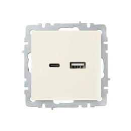 Розетка BRITE USB A+C 18Вт РЮ11-1-БрКр механизм беж. IEK BR-U22-018-K10
