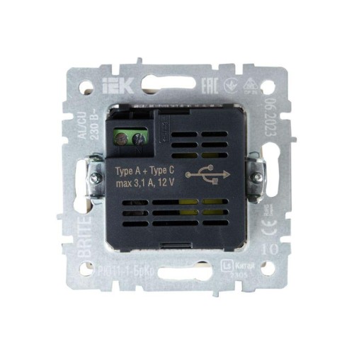 Розетка BRITE USB A+C 18Вт РЮ11-1-БрКр механизм беж. IEK BR-U22-018-K10
