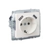 Розетка BRITE РЮш10-1-БрЖ 16А с USB A+A 2.1А с заземл. защ. шторки механизм жемчуж. IEK BR-R14-16-U2