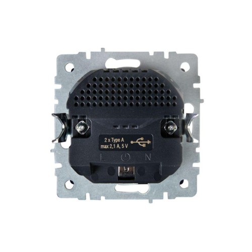 Розетка BRITE РЮш10-1-БрЖ 16А с USB A+A 2.1А с заземл. защ. шторки механизм жемчуж. IEK BR-R14-16-U2