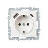 Розетка BRITE РЮш11-1-БрЖ 16А с USB A+C 18Вт с заземл. защ. шторки механизм жемчуж. IEK BR-R14-16-U2