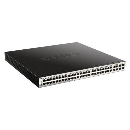 Коммутатор управляемый L2 DGS-1210-52MP/FL1A с 48 портами 10/100/1000Base-T (PoE 802.3af/at) и 4 ком
