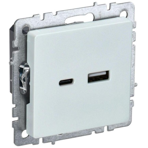 Розетка BRITE USB A+C 18Вт РЮ11-1-БрЖ механизм жемчуж. IEK BR-U22-018-K36