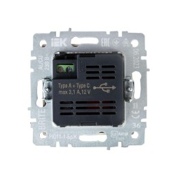 Розетка BRITE USB A+C 18Вт РЮ11-1-БрЖ механизм жемчуж. IEK BR-U22-018-K36