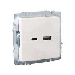 Розетка BRITE USB A+C 18Вт РЮ11-1-БрЖ механизм жемчуж. IEK BR-U22-018-K36