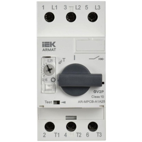 Выключатель автоматический защиты двигателя A1 GV2P 0.16-0.25А ARMAT IEK AR-MPCB-A1A25