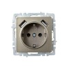 Розетка BRITE РЮш10-1-БрШ 16А с USB A+A 2.1А с заземл. защ. шторки механизм шампань IEK BR-R14-16-U2