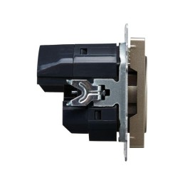 Розетка BRITE РЮш10-1-БрШ 16А с USB A+A 2.1А с заземл. защ. шторки механизм шампань IEK BR-R14-16-U2