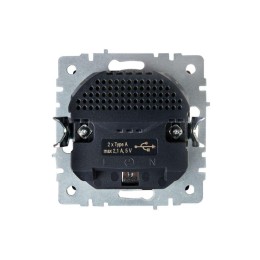 Розетка BRITE РЮш10-1-БрШ 16А с USB A+A 2.1А с заземл. защ. шторки механизм шампань IEK BR-R14-16-U2