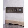 Розетка BRITE РЮш10-1-БрШ 16А с USB A+A 2.1А с заземл. защ. шторки механизм шампань IEK BR-R14-16-U2
