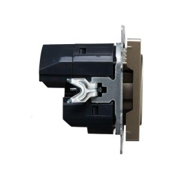 Розетка BRITE РЮш10-2-БрШ 16А с USB A+A 3.1А с заземл. защ. шторки механизм шампань IEK BR-R14-16-U2