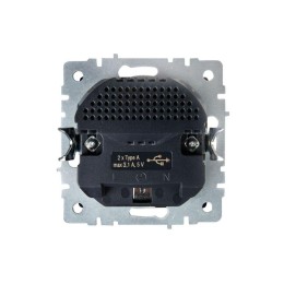 Розетка BRITE РЮш10-2-БрШ 16А с USB A+A 3.1А с заземл. защ. шторки механизм шампань IEK BR-R14-16-U2