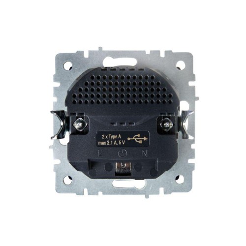 Розетка BRITE РЮш10-2-БрШ 16А с USB A+A 3.1А с заземл. защ. шторки механизм шампань IEK BR-R14-16-U2
