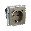 Розетка BRITE РЮш11-1-БрШ 16А с USB A+C 18Вт с заземл. защ. шторки механизм шампань IEK BR-R14-16-U2