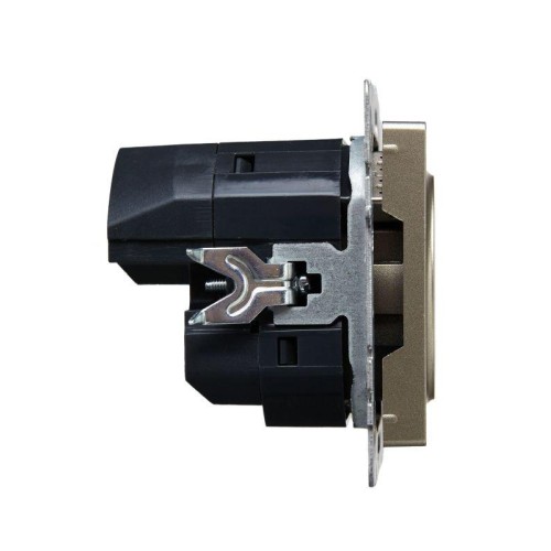 Розетка BRITE РЮш11-1-БрШ 16А с USB A+C 18Вт с заземл. защ. шторки механизм шампань IEK BR-R14-16-U2