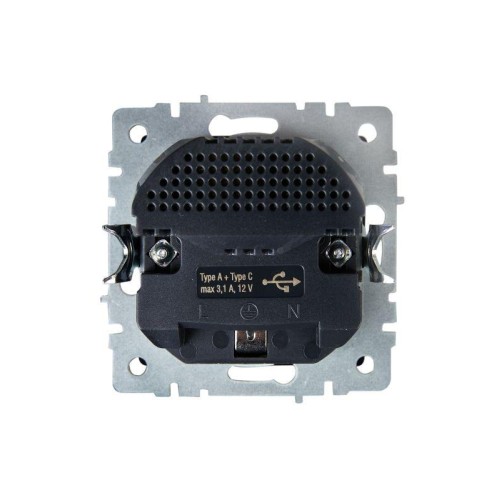 Розетка BRITE РЮш11-1-БрШ 16А с USB A+C 18Вт с заземл. защ. шторки механизм шампань IEK BR-R14-16-U2