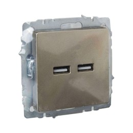 Розетка BRITE USB A+A 3.1А РЮ10-1-БрШ механизм шампань IEK BR-U21-D31-K37