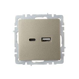 Розетка BRITE USB A+C 18Вт РЮ11-1-БрШ механизм шампань IEK BR-U22-018-K37