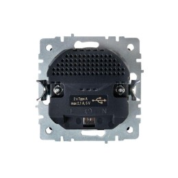 Розетка BRITE РЮш10-1-БрА 16А с USB A+A 2.1А с заземл. защ. шторки механизм алюм. IEK BR-R14-16-U21-