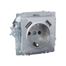 Розетка BRITE РЮш10-1-БрА 16А с USB A+A 2.1А с заземл. защ. шторки механизм алюм. IEK BR-R14-16-U21-