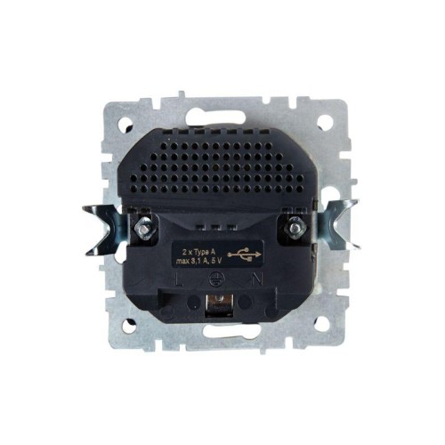 Розетка BRITE РЮш10-2-БрА 16А с USB A+A 3.1А с заземл. защ. шторки механизм алюм. IEK BR-R14-16-U21-