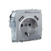Розетка BRITE РЮш10-2-БрА 16А с USB A+A 3.1А с заземл. защ. шторки механизм алюм. IEK BR-R14-16-U21-