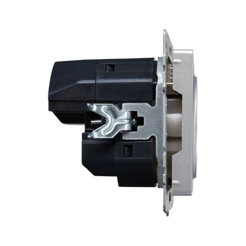 Розетка BRITE РЮш11-1-БрА 16А с USB A+C 18Вт с заземл. защ. шторки механизм алюм. IEK BR-R14-16-U22-