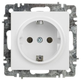Розетка 1-м СП Accent 6-202-01 16А IP20 250В 2P+E Schuko AL/CU бел. Intro Б0063678