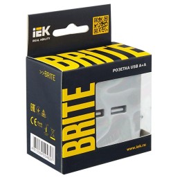 Розетка BRITE USB A+A 3.1А РЮ10-1-БрА механизм алюм. IEK BR-U21-D31-K47