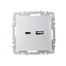 Розетка BRITE USB A+C 18Вт РЮ11-1-БрА механизм алюм. IEK BR-U22-018-K47