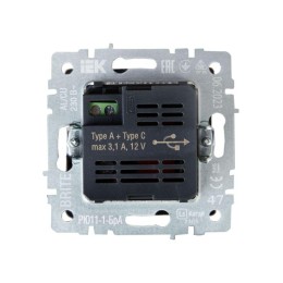 Розетка BRITE USB A+C 18Вт РЮ11-1-БрА механизм алюм. IEK BR-U22-018-K47