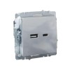 Розетка BRITE USB A+C 18Вт РЮ11-1-БрА механизм алюм. IEK BR-U22-018-K47