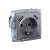 Розетка BRITE РЮш10-1-БрС 16А с USB A+A 2.1А с заземл. защ. шторки механизм сталь IEK BR-R14-16-U21-