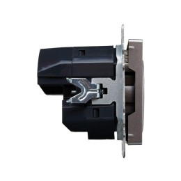 Розетка BRITE РЮш10-1-БрС 16А с USB A+A 2.1А с заземл. защ. шторки механизм сталь IEK BR-R14-16-U21-