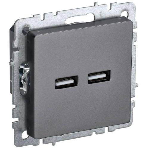 Розетка BRITE USB A+A 3.1А РЮ10-1-БрС механизм сталь IEK BR-U21-D31-K46