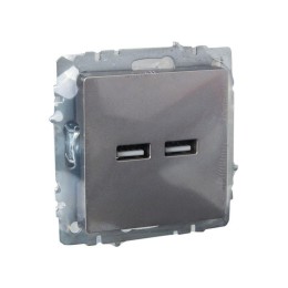 Розетка BRITE USB A+A 3.1А РЮ10-1-БрС механизм сталь IEK BR-U21-D31-K46