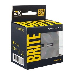 Розетка BRITE USB A+A 3.1А РЮ10-1-БрС механизм сталь IEK BR-U21-D31-K46