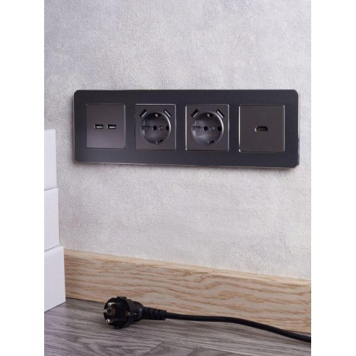 Розетка BRITE USB A+A 3.1А РЮ10-1-БрС механизм сталь IEK BR-U21-D31-K46