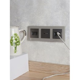 Розетка BRITE USB A+C 18Вт РЮ11-1-БрС механизм сталь IEK BR-U22-018-K46