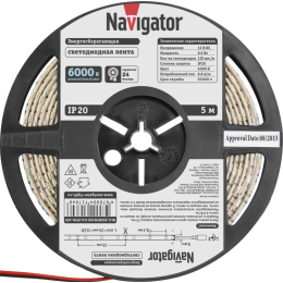 Лента светодиодная 71 764 NLS-3528CW120-9.6-IP20-12V R5 9.6Вт/м (уп.5м) Navigator 71764