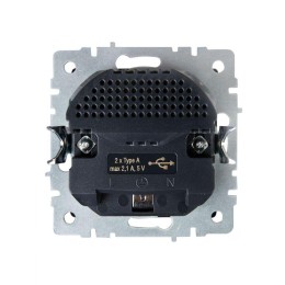 Розетка BRITE РЮш10-1-БрГ 16А с USB A+A 2.1А с заземл. защ. шторки механизм графит IEK BR-R14-16-U21