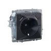 Розетка BRITE РЮш10-1-БрГ 16А с USB A+A 2.1А с заземл. защ. шторки механизм графит IEK BR-R14-16-U21