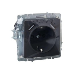 Розетка BRITE РЮш10-1-БрГ 16А с USB A+A 2.1А с заземл. защ. шторки механизм графит IEK BR-R14-16-U21