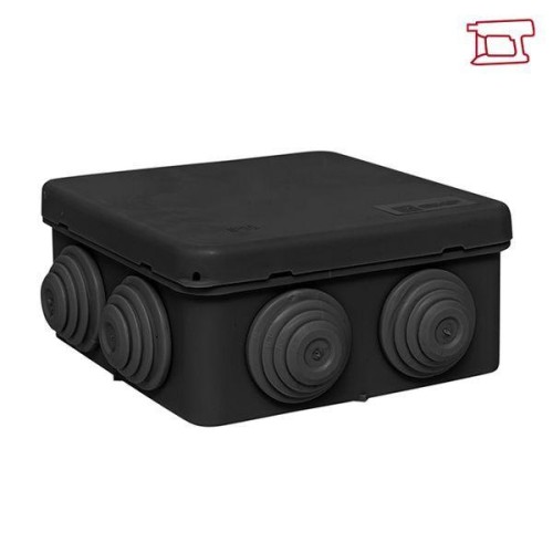 Коробка распаячная КМР-030-031 с крышкой наружная 85х85х40 8 мембранных вводов IP55 черн. EKF plc-km