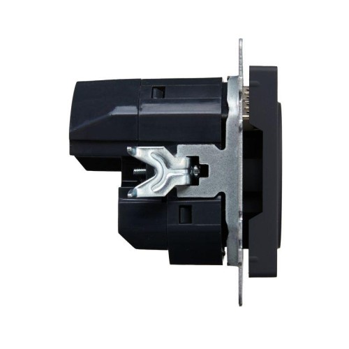 Розетка BRITE РЮш11-1-БрГ 16А с USB A+C 18Вт с заземл. защ. шторки механизм графит IEK BR-R14-16-U22