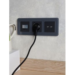 Розетка BRITE РЮш11-1-БрГ 16А с USB A+C 18Вт с заземл. защ. шторки механизм графит IEK BR-R14-16-U22