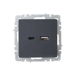 Розетка BRITE USB A+C 18Вт РЮ11-1-БрГ механизм графит IEK BR-U22-018-K53