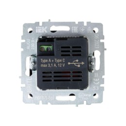 Розетка BRITE USB A+C 18Вт РЮ11-1-БрГ механизм графит IEK BR-U22-018-K53